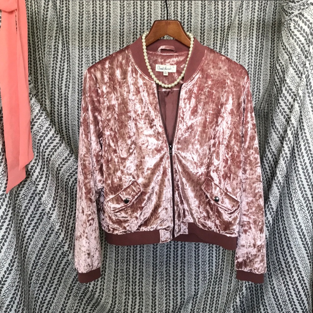 Pink Velvet Bomber Jacket